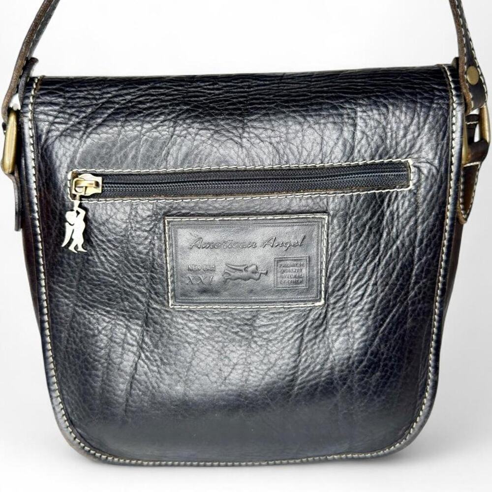 American Angel Black Leather Saddle Bag